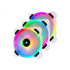 Corsair LL Series, LL120 RGB White, 120mm Dual Light Loop RGB LED PWM Fan, 3 Fan Pack with Lighting Node PRO