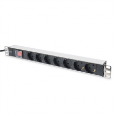 Digitus Aluminum outlet strip with switch  	DN-95402 Sockets quantity 7, 7x safety outlets 250VAC 50/60Hz / 16A / 4000W, 1U Aluminum PDU, rackmountable