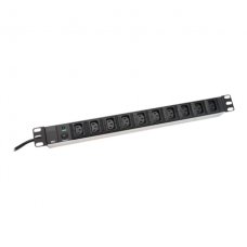 Aluminum outlet strip, IEC C14 plug | DN-95404 | Sockets quantity 10