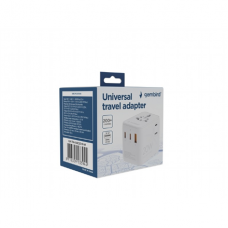 Gembird TPA-1A2C20-01-W Universal travel power adapter, 20 W, white | Gembird
