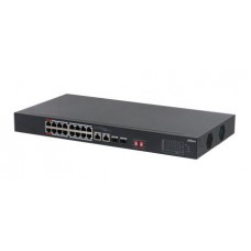 Switch|DAHUA|S3218-16ET-135|Switch type Unmanaged|Switch layer L2|Rack mounting Yes|Stackable Yes|Form factor 1U|16xRJ-45 ports|RJ-45 Ports Type Gigabit Ethernet (10/100/1000)|2xSFP module slots quantity|Power over Ethernet (PoE) Yes|2xPower over Ethernet